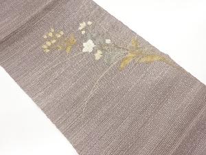  紗 草花模様織出し名古屋帯